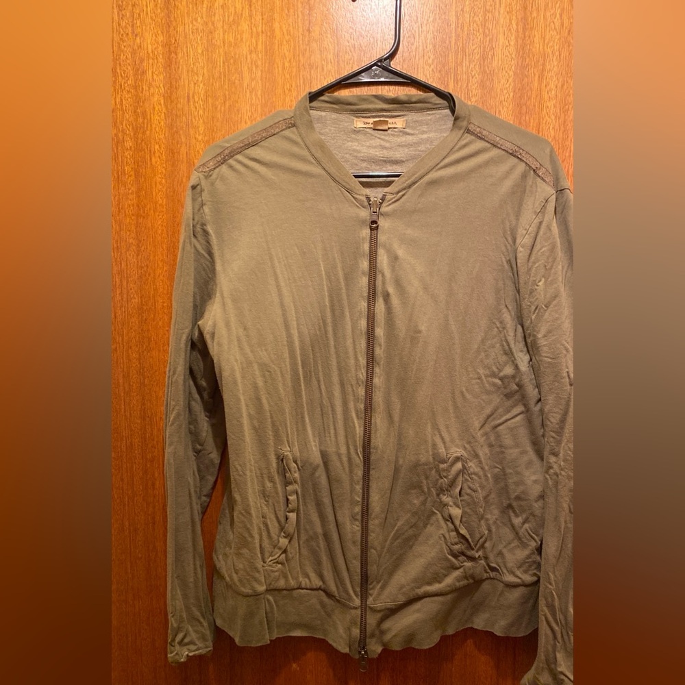 Varvatos green grey cotton shirt zip up like a hoodie shirt without the hood